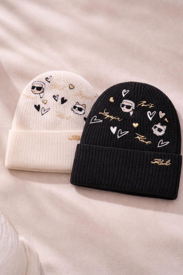 Gorro Karl Lagerfeld Hearts Velboa Black: imagen 5