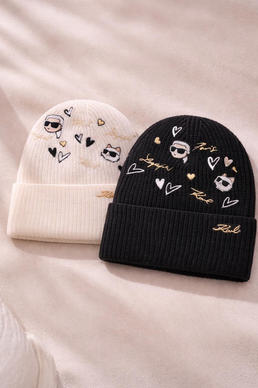 Gorro Karl Lagerfeld Hearts Velboa Black: imagen 5