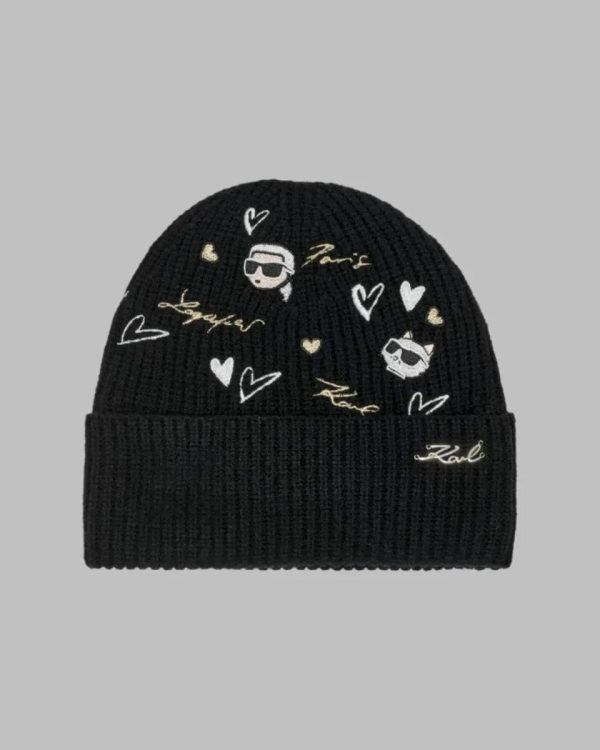 Gorro Karl Lagerfeld Hearts Velboa Black: imagen 2
