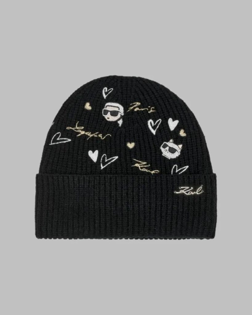 Gorro Karl Lagerfeld Hearts Velboa Black