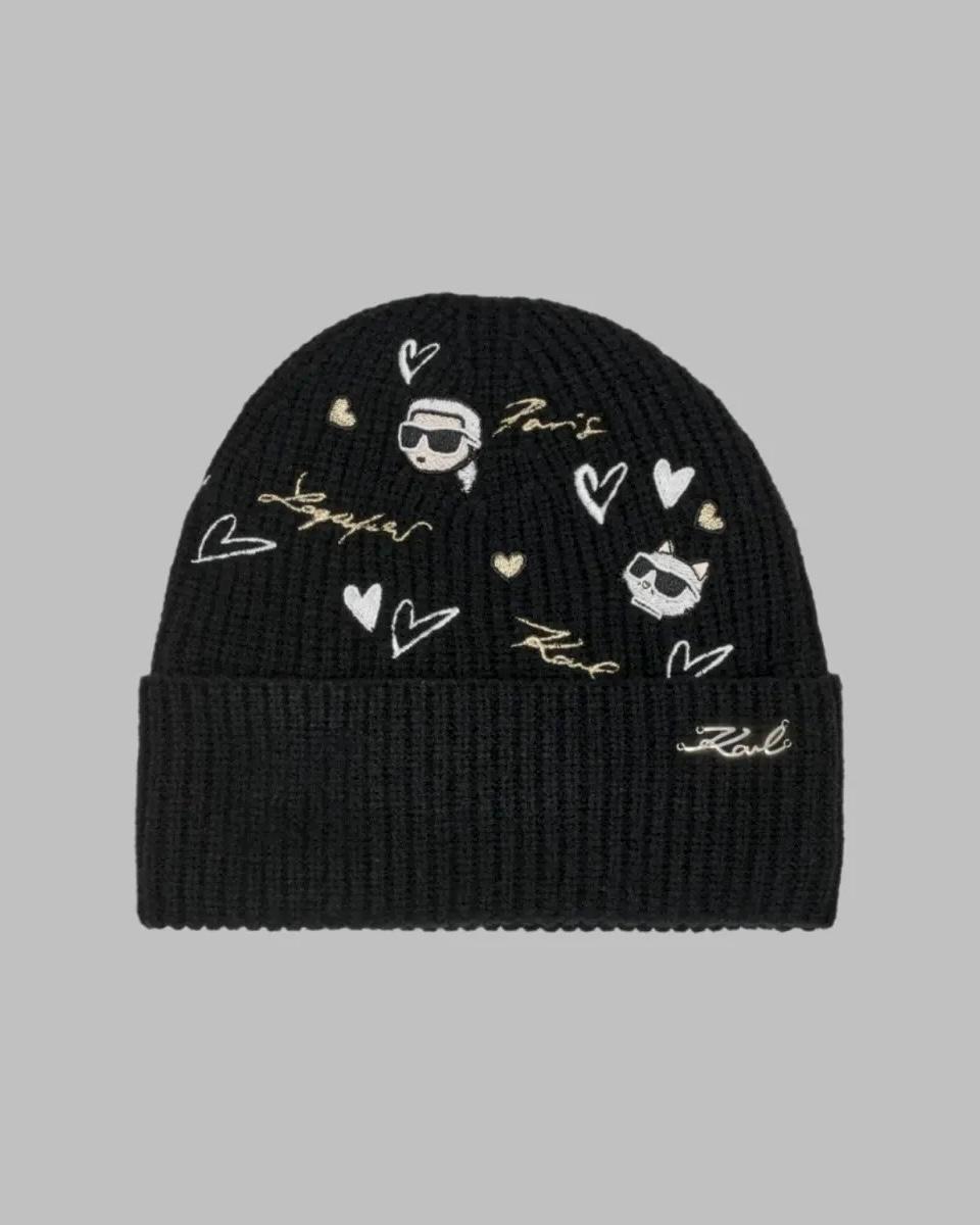 Gorro Karl Lagerfeld Hearts Velboa Black: imagen 2