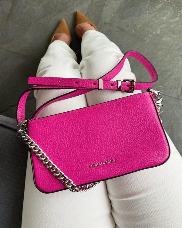 Crossbody Michael Kors Small Bryant Convertible Pouchette Fuchsia: imagen 3