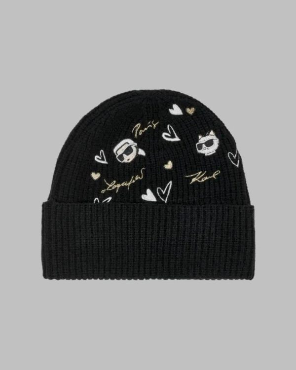Gorro Karl Lagerfeld Hearts Velboa Black: imagen 3