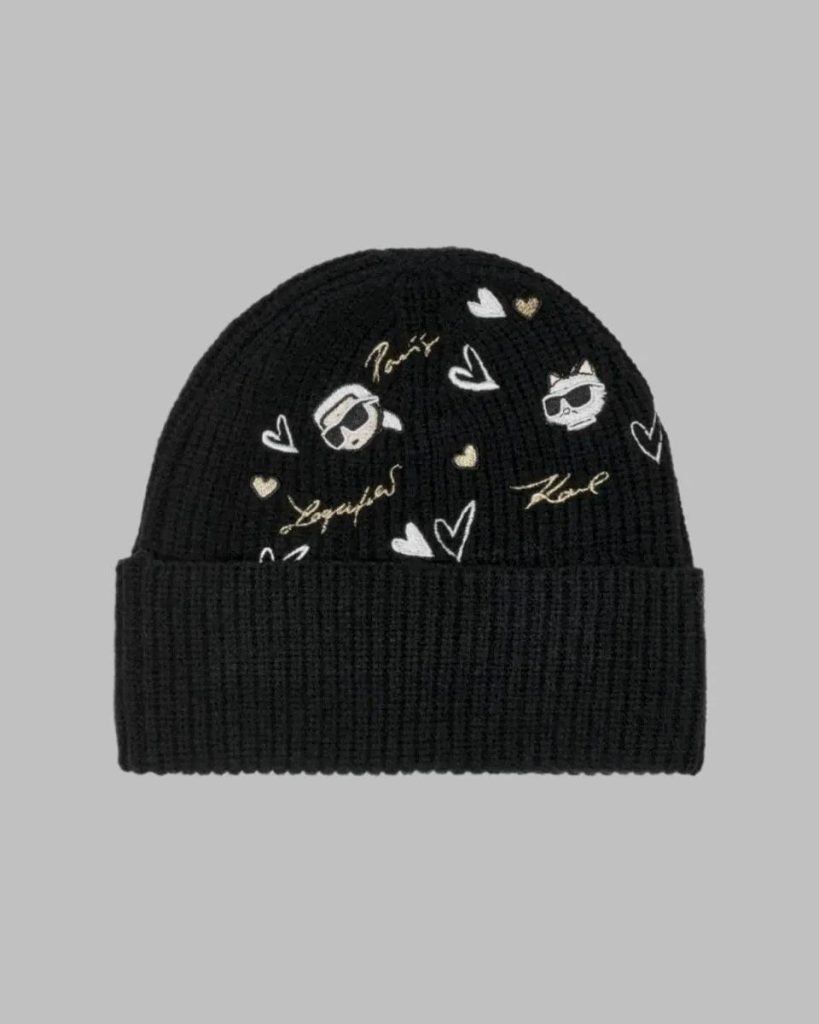 Gorro Karl Lagerfeld Hearts Velboa Black