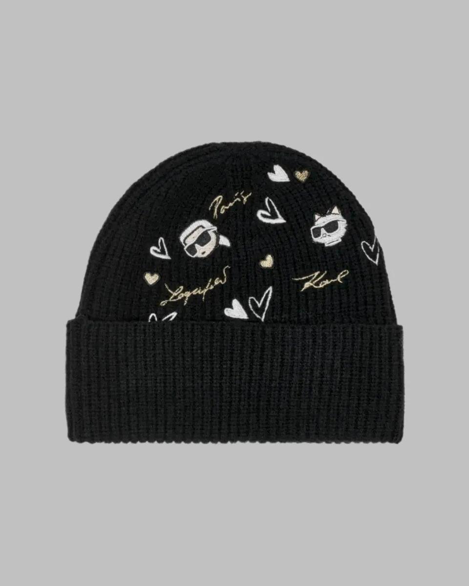 Gorro Karl Lagerfeld Hearts Velboa Black: imagen 3