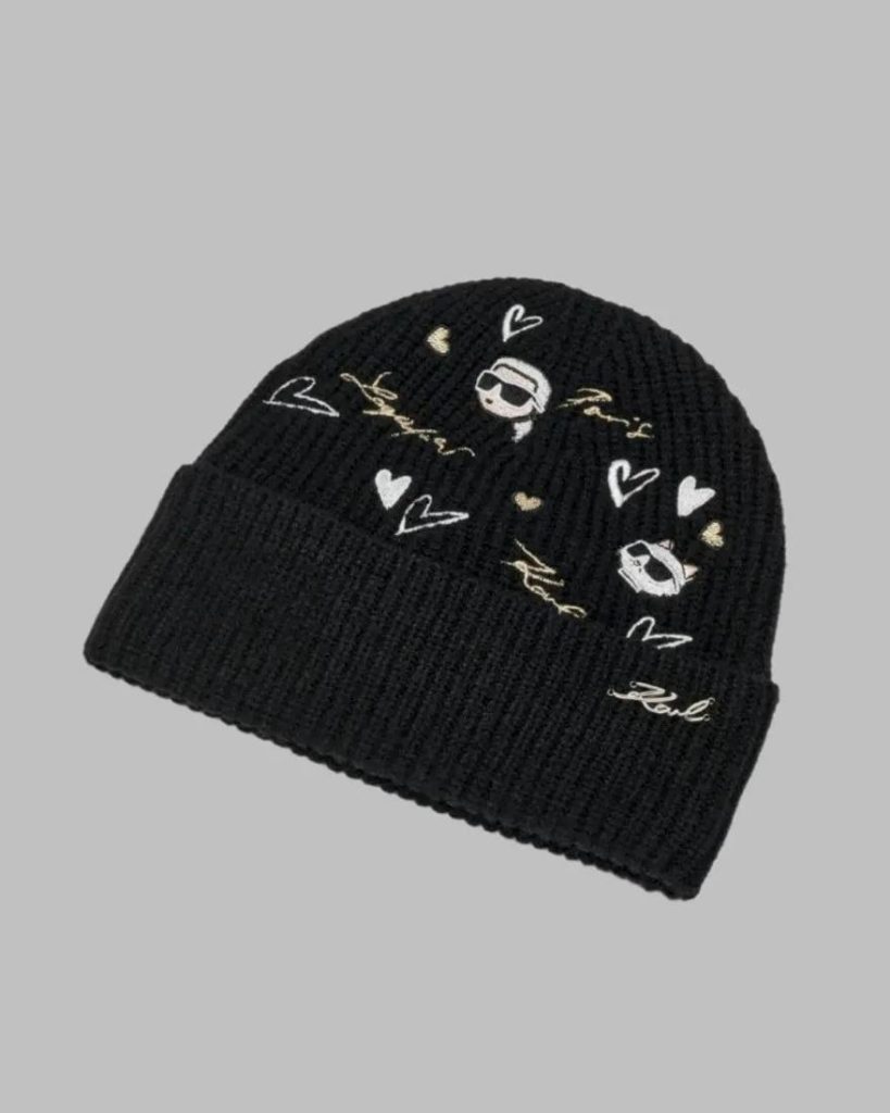 Gorro Karl Lagerfeld Hearts Velboa Black