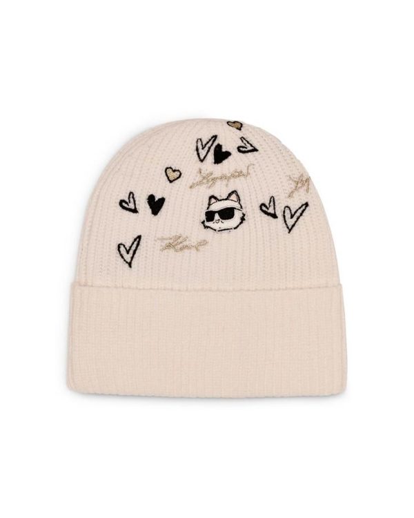 Gorro Karl Lagerfeld Hearts Velboa White: imagen 2