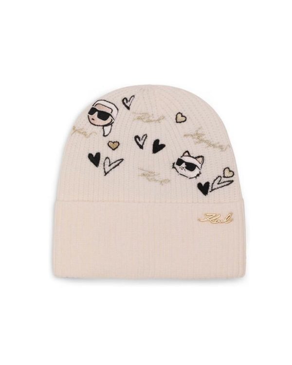 Gorro Karl Lagerfeld Hearts Velboa White: imagen 1
