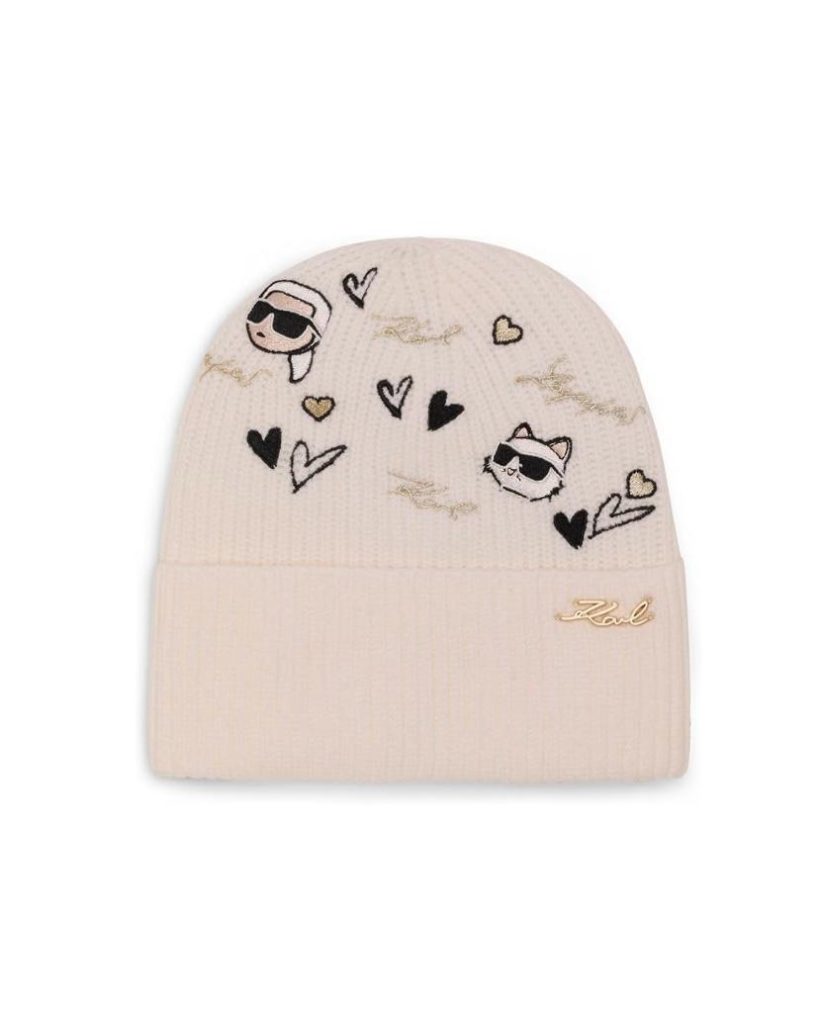 Gorro Karl Lagerfeld Hearts Velboa White